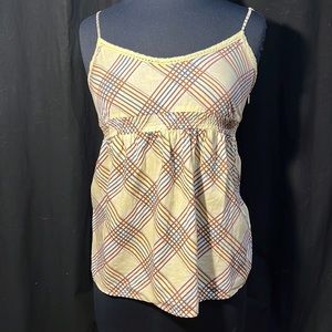 MaxAzria lightweight cotton camisole w/empire waist crochet lace trim